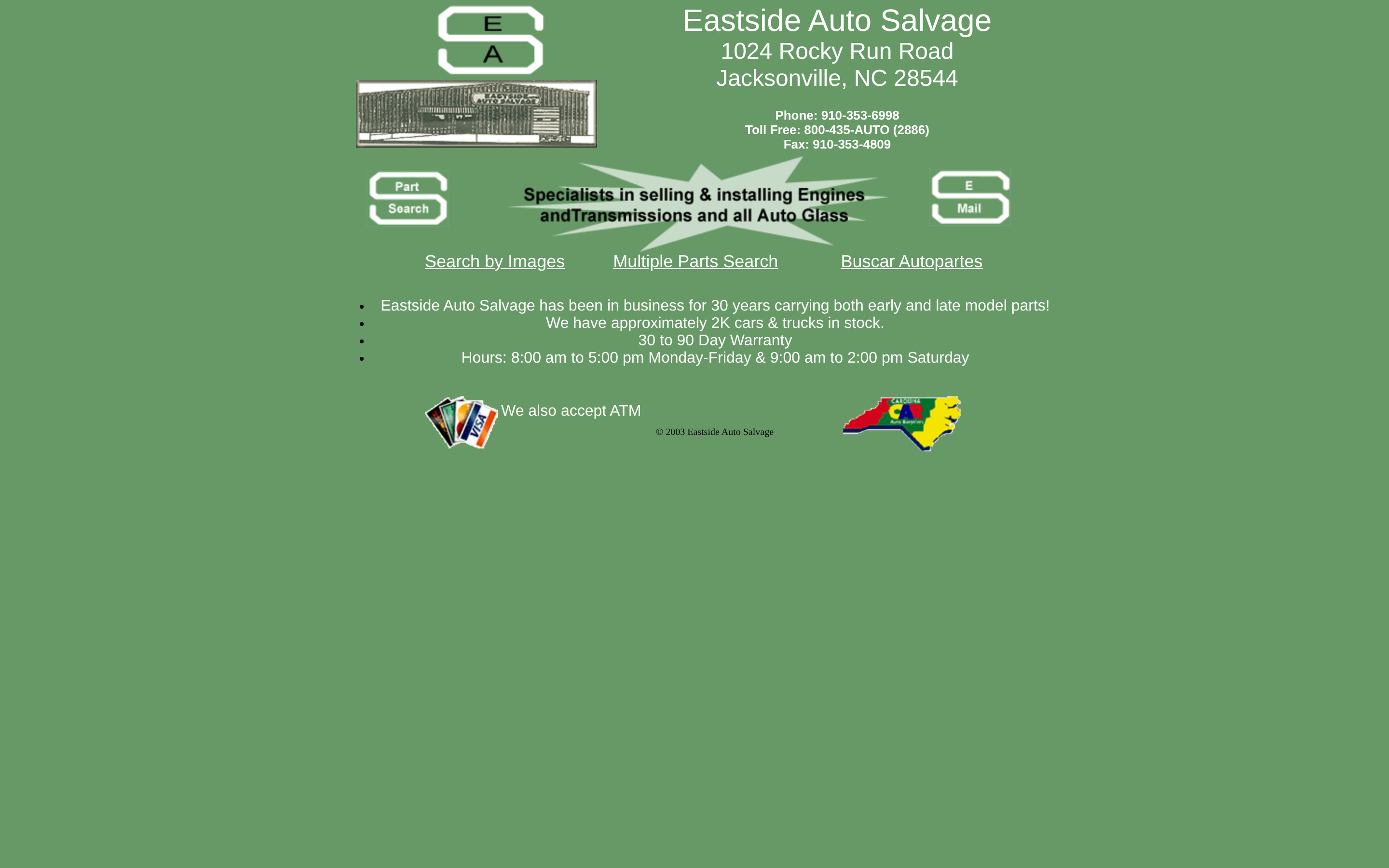 Eastside Auto Salvage website before redesign