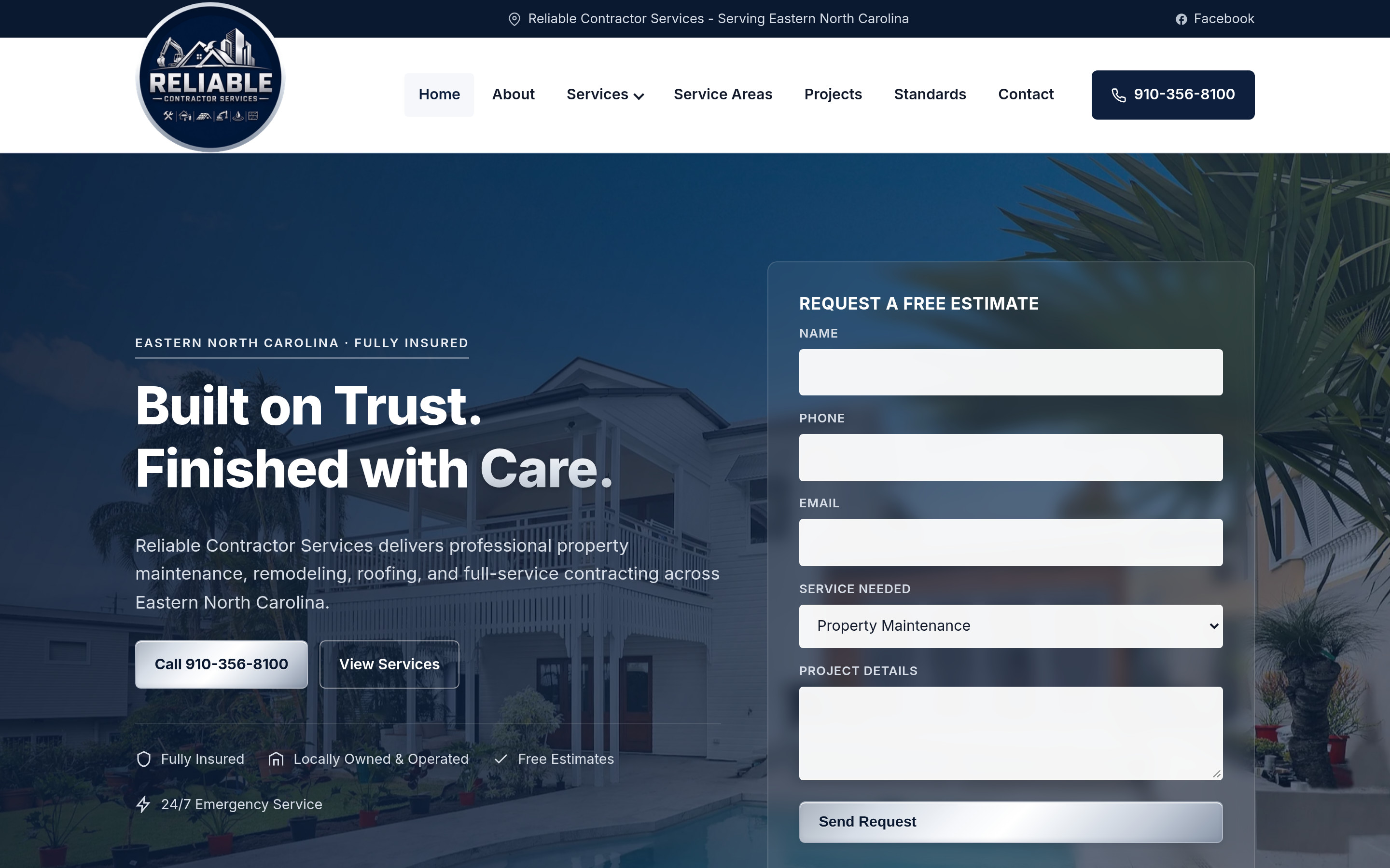 Reliable Contractor Services homepage