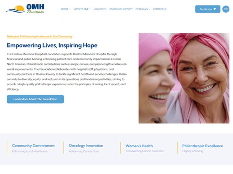 Onslow Memorial Hospital Foundation - Designed by John Potter Media